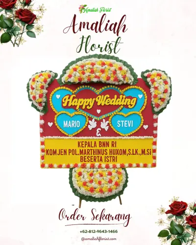 Karangan Papan Bunga Pernikahan di Citamiang